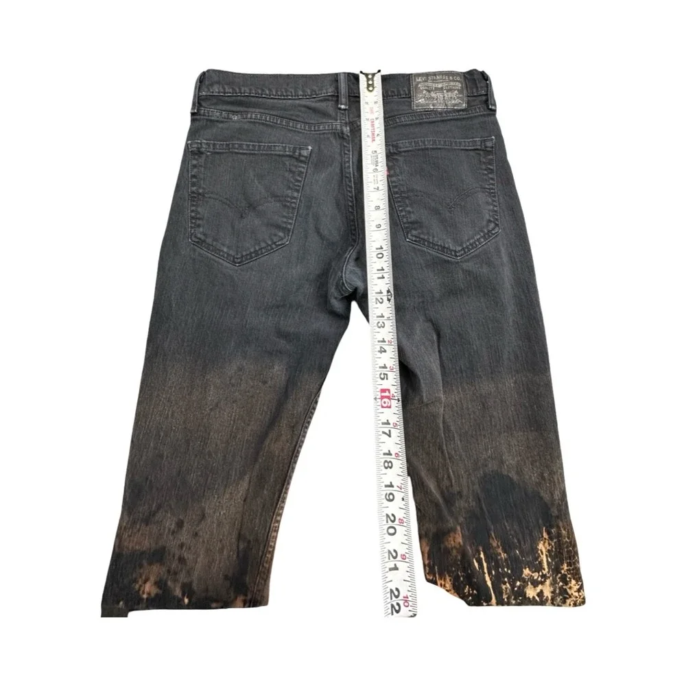 Levi's Jeans Mens W32 L32 Black 511 Slim Fit Bleach Dip Dye Custom Punk Grunge
